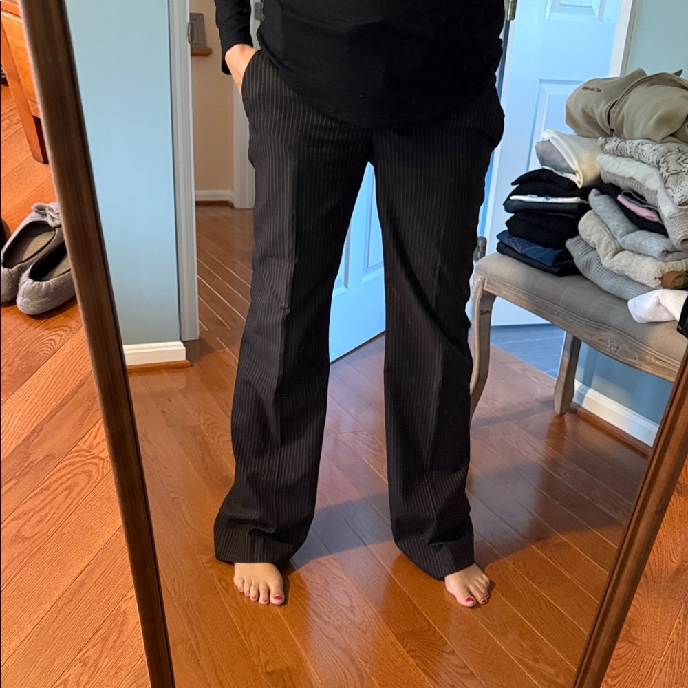 Zara Brown Pinstripe Flare Pants